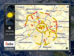 Новый виджет Яндекс: пробки для автолюбителей