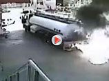 Водитель отогнал горящий бензовоз с АЗС, чтобы спасти людей (видео)